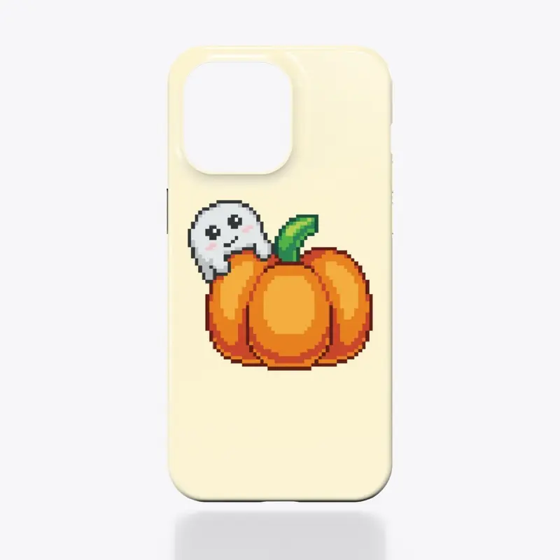 A ghost and its pumpkin pixel