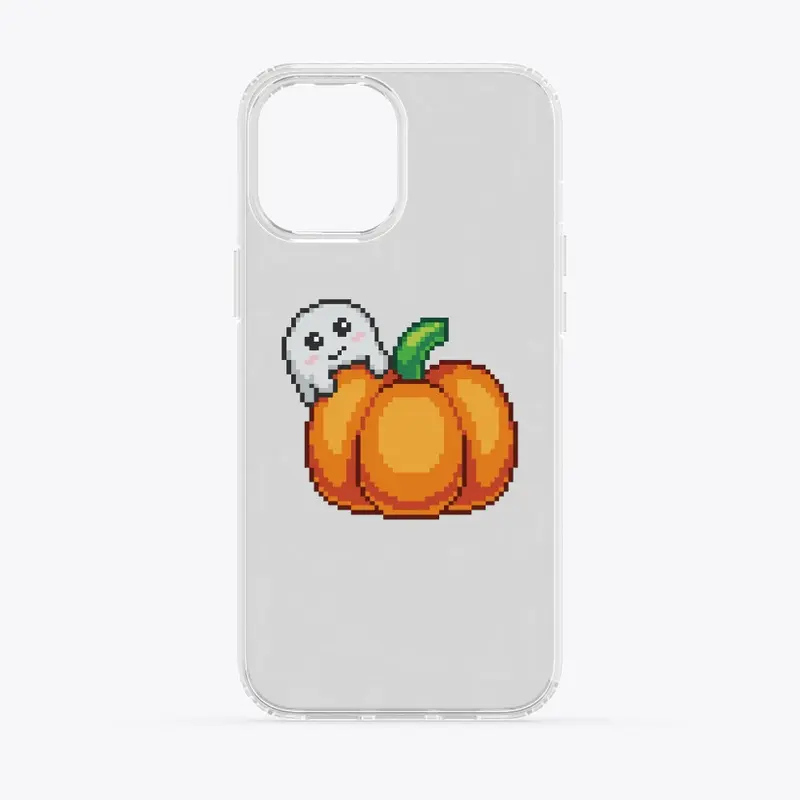 A ghost and its pumpkin pixel