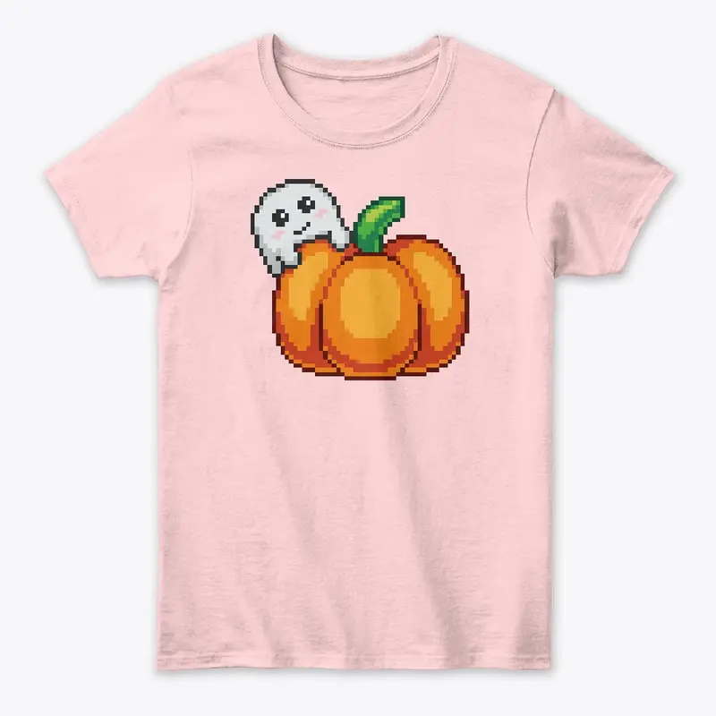 A ghost and its pumpkin pixel