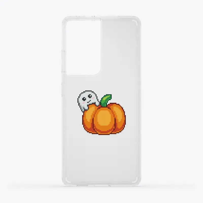 A ghost and its pumpkin pixel